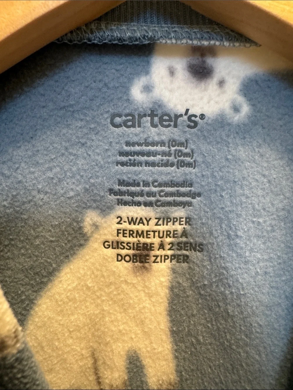 Carter's Blue Fleece Polar Bear Footed One-Piece
